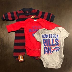 Buffalo Bills Football Baby Starter Bundle including pajamas and bodysuits